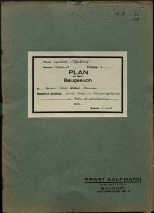 Gemeinde: Gschwend Name: Oker, Josef Beruf: Landwirt Wiederaufbau des abgebrannten Wohn- und Scheunengebäudes mit Abortanbau Genehmigt: 1932 Bautagebuch-Nr.: 48