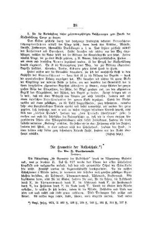 Die Geometrie der Volksschule : (Fortsetzung)