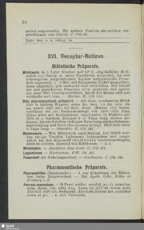XVI. Receptur-Notizen