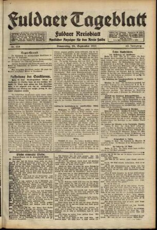 Ausgabe vom Donnerstag, den 29. September 1921.