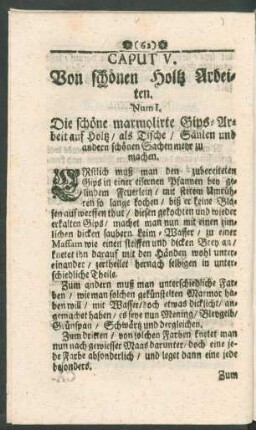 Caput V. Von schönen Holtz Arbeiten.