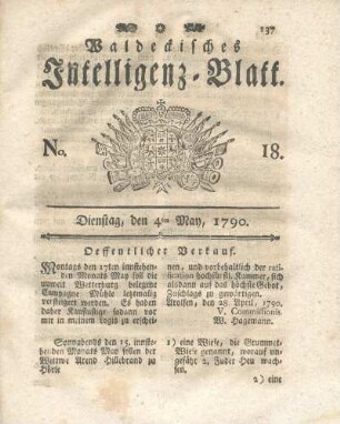 No. 18, Dienstag, den 4ten May, 1790