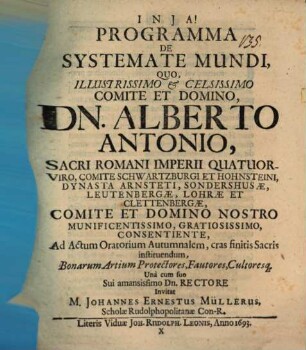 Programma de systemate mundi
