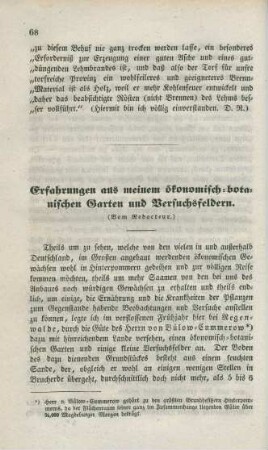 Erfahrungen aus meinem ökonomisch-botanischen Garten und Versuchsfeldern.
