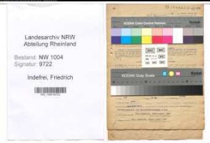 Entnazifizierung Friedrich Indefrei , geb. 10.02.1901 (Bueroangestellter)