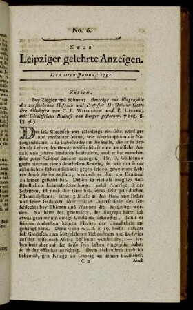 No. 6. Den 21ten Januar 1791.