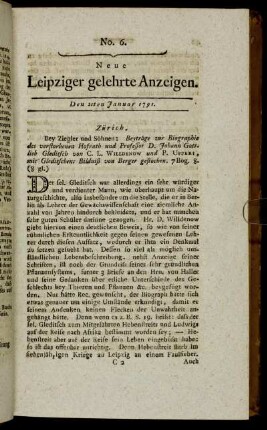 No. 6. Den 21ten Januar 1791.