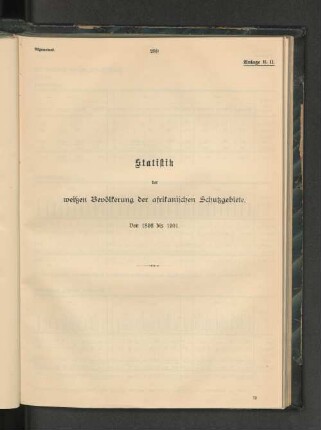 Statistik der weißen Bevölkerung der afrikanischen Schutzgebiete. Von 1896 bis 1901.