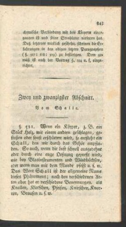 Zwey und zwanzigster Abschnitt. Vom Schalle.