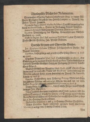Theologische Bücher der Reformirten.