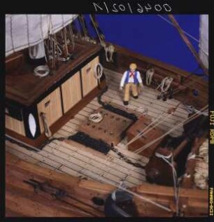 Vollmodell der norwegische Brigantine "Leon", 1880, Maßstab 1:50, Detailansicht