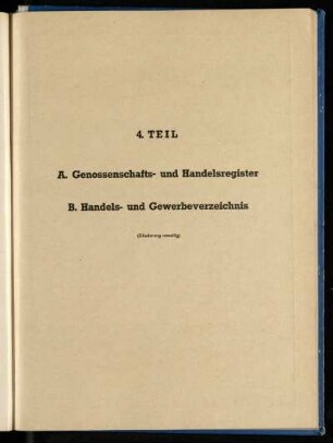 Genossenschafts- und Handelsregister, Handels- und Gewerbeverzeichnis