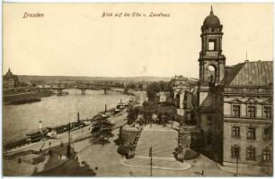 Dresden. Blick auf die Elbe und Landhaus (richtig: Ständehaus)