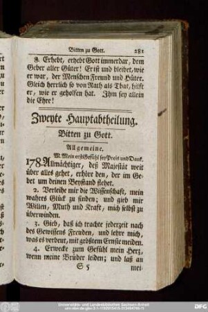 Zweyte Hauptabtheilung. Bitten zu Gott.
