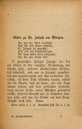 Vollständigstes St. Josephs-Büchlein enthaltend Andachtsübungen für jeden Tag der Woche : nebst einem Anhang der Katholischen Jugend gewidmet von einem Ordenspriester