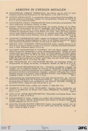 Arbeiten in unedlen Metallen (Nr. 109-148)