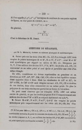 QUESTION DE MÉCANIQUE.