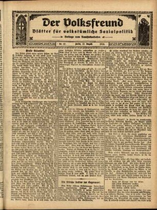 Ausgabe vom Sonntag, den 17. August 1913.