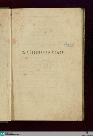 1: Wallenstein : ein dramatisches Gedicht