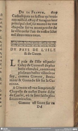 Du Pays De L'Isle & de Gaure