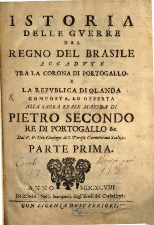 Istoria delle guerre del regno del Brasil, 1