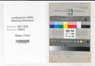 Entnazifizierung Franz Meyer , geb. 29.12.1894 (Lokfuehrer)