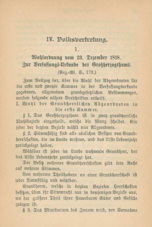 IV. Volksvertretung