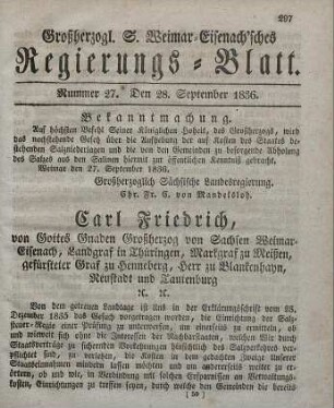Nr. 27 : 28. September 1836