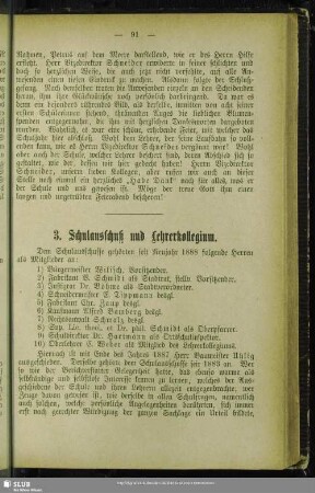 3. Schulausschuß und Lehrerkollegium