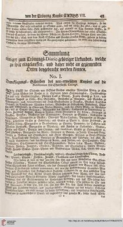 Sammlung einiger zum Crönungs-Diario gehöriger Urkunden [...]