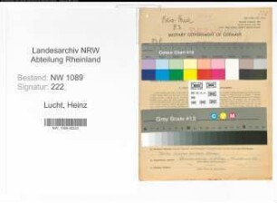 Entnazifizierung Heinz Lucht , geb. 25.10.1918 (Wachtmeister)