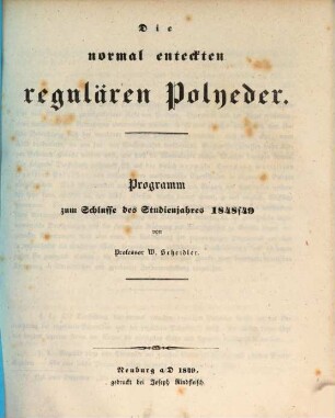 Die normal enteckten regulären Polyeder
