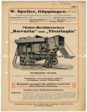 Motorbreitdreschmaschine Typ "Bavaria" und "Thuringia"