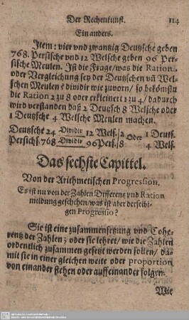 Das sechste Capittel. Von der Arithmetischen Progression.