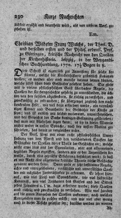 Kritische Nachricht von den Quellen der Kirchenhistorie.