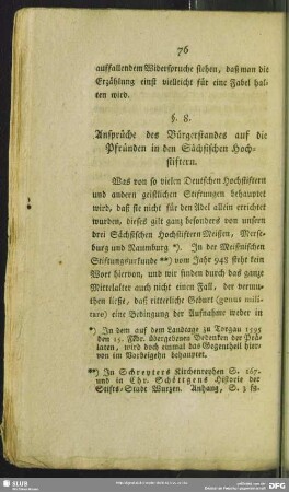 §. 8. Ansprüche des Bürgerstandes auf die Pfründen in den Sächsischen Hochstiftern