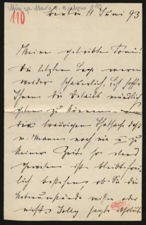 Brief an Toni Petersen : 11.06.1893