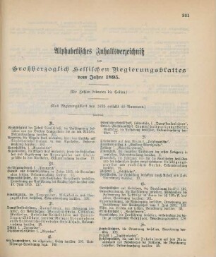 Alphabetisches Inhaltsverzeichniß ...