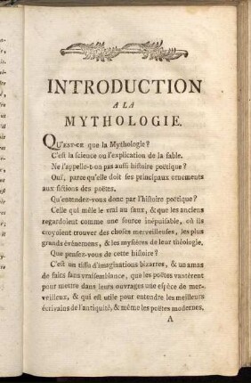 Introduction a la Mythologie.