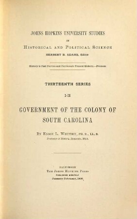 Government of the colony of South Carolina