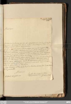 [19. Lettre de [Pierre Louis Moreau] de Maupertuis a Paris le 28. Juill. 1733]