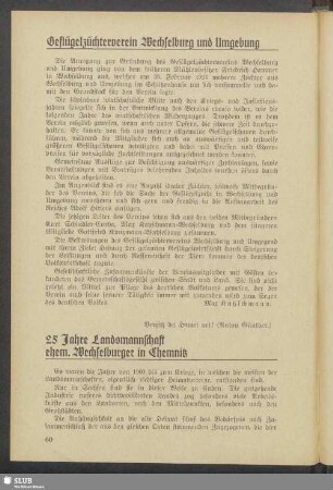 25 Jahre Landsmannschaft ehem. Wechselburger in Chemnitz