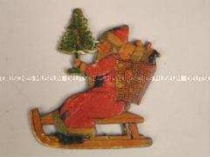 Christbaumschmuck: Weihnachtsmann auf Schlitten