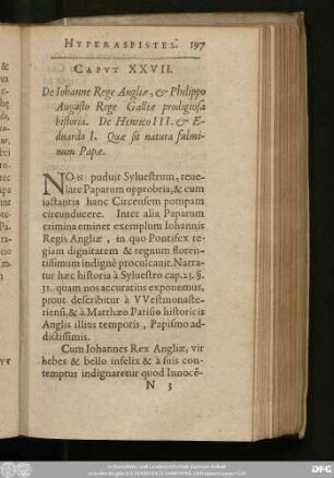 Caput XXVII. De Iohanne Rege Angliae & Philippo Augusto Rege Galliae prodigiosa historia. De Henrico III. & Eduardo I. Quae sit natura fulminum Papae.