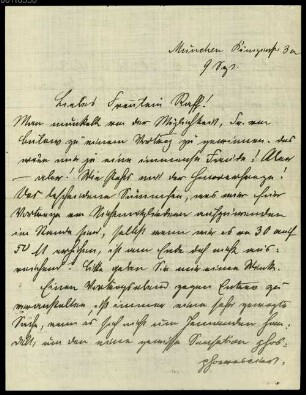 Joseph Joachim (1822-1882) und Helene Raff (1865-1942) Nachlass: Brief von Ika Freudenberg an Helene Raff - BSB Raffiana VI. Freudenberg, Ika