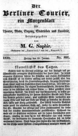 No. 891, Freitag den 22. Januar 1830