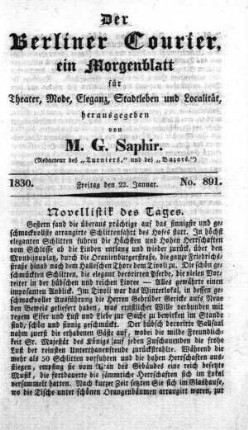 No. 891, Freitag den 22. Januar 1830