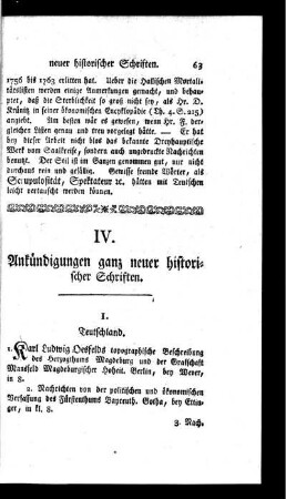 Ankündigungen ganz neuer historischer Schriften