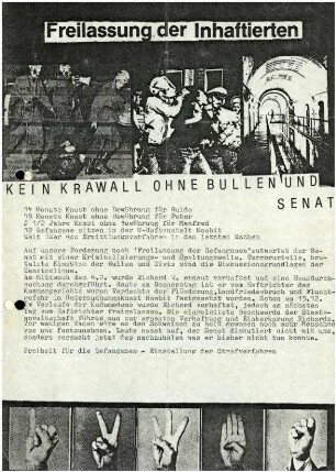 Flugschrift: Freilassung der Inhaftierten, 1981