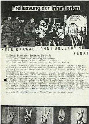 Flugschrift: Freilassung der Inhaftierten,               1981